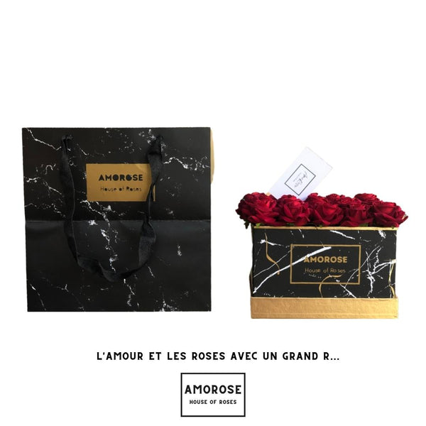 Boîte de Roses Carré Marbré - Amorose®