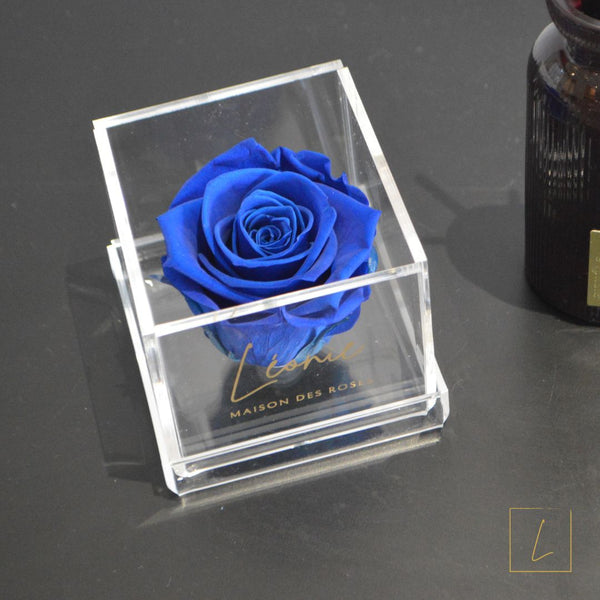 Boite De Rose Eternelle Ocean Blue Premium Acrylique à Couvercle - Léonie®