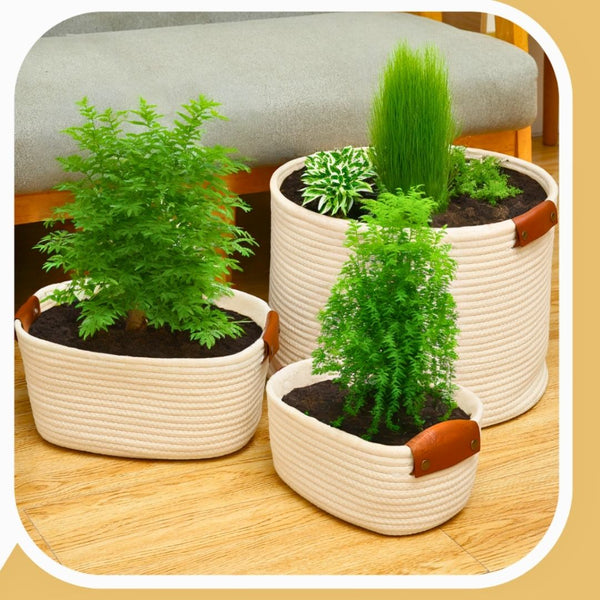 Sets de 2 et 3 Paniers de Rangement Boho - Blanc Cassé