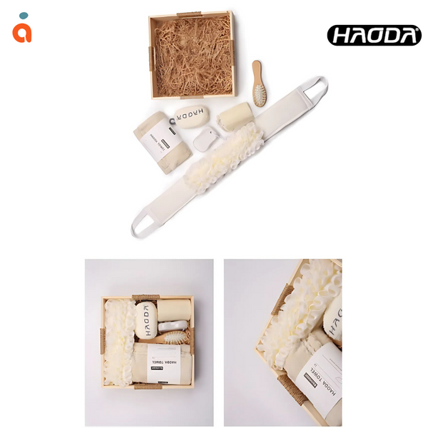 Coffret Bain & Spa HAODA 6 Pcs - Soft-Touch Wooden Box