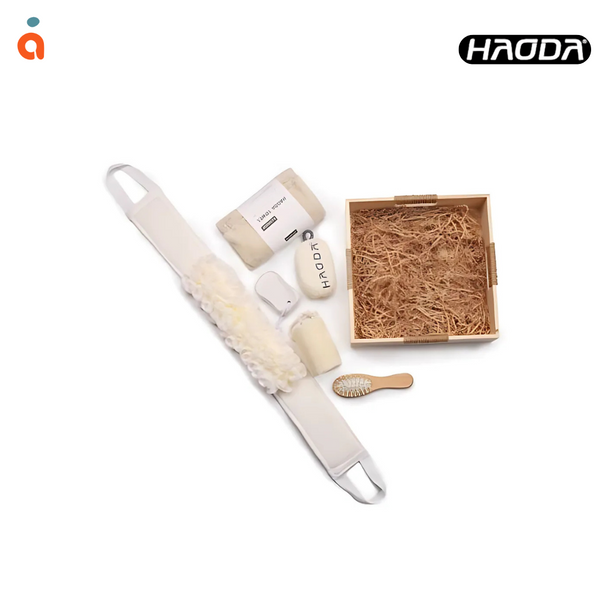 Coffret Bain & Spa HAODA 6 Pcs - Soft-Touch Wooden Box