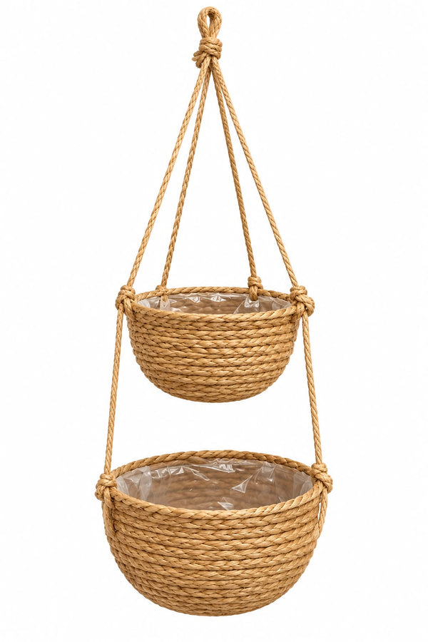 Set de 2 caches pot en jute suspendu