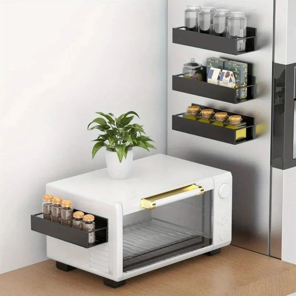 Étagère Magnétique Multi-Usage en Métal Noir