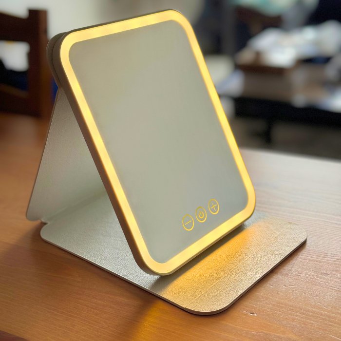 Miroir Maquillage LED Portable - Lumière Réglable 3 Couleurs, 3x Grossissement, Rechargeable USB