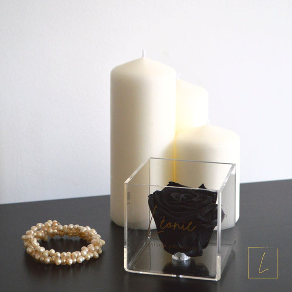 Boite De Rose Eternelle Black Acrylique à Couvercle - Léonie®
