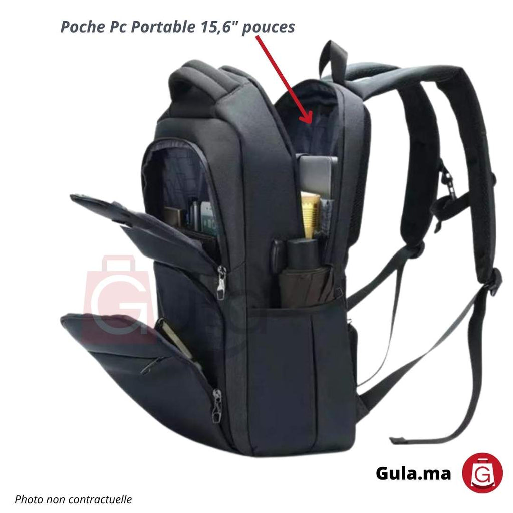 Sac à Dos Cuir Vegan Pour Ordinateur 16" - Compartiments Multiples - Résistant à L'eau - Bretelles Ergonomiques - Pour Travail Et Voyage